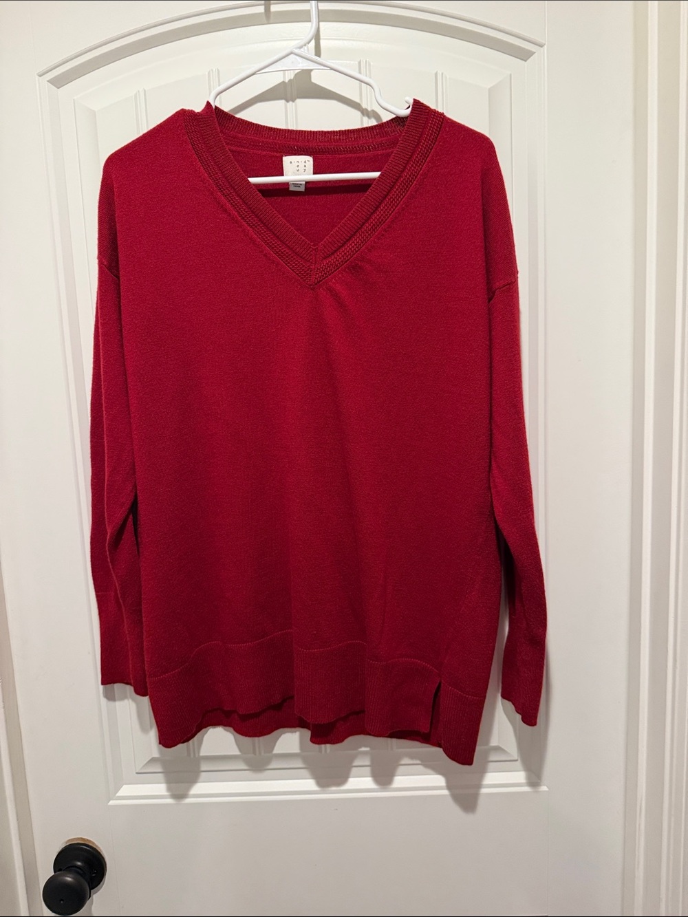 Classic V-Neck Women's Sweater in Red